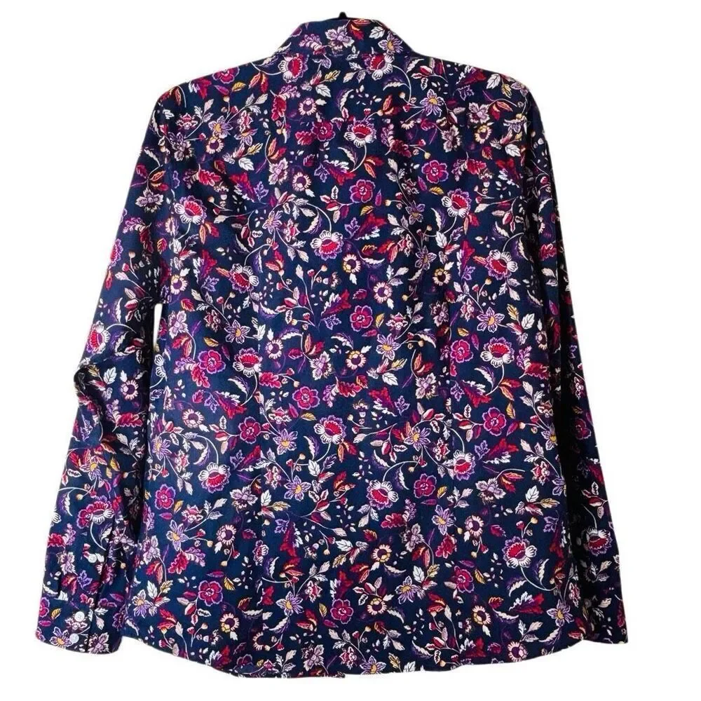 Lands’ End No Iron Supima 10 essential print button front long sleeve shirt